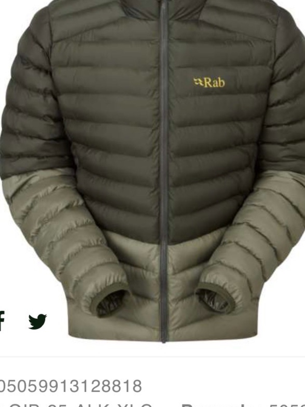 Rab Two-Tone Olive Lightweight Puffer Jacket